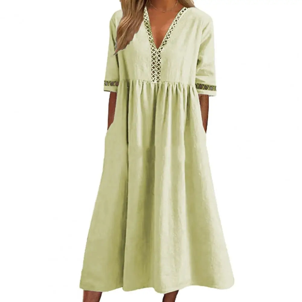 Casual Elegant Plus Size Midi Dress for Summer-Light Yellow-2XL-State of Style