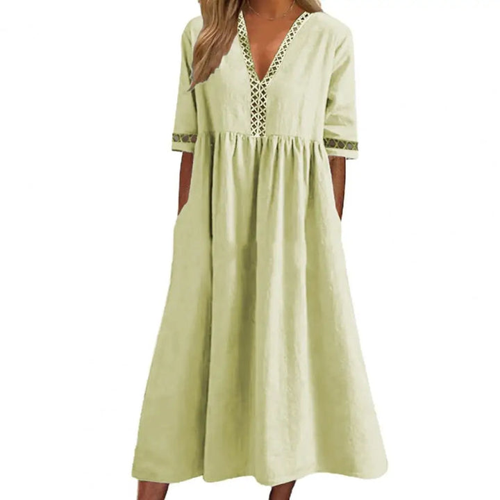 Casual Elegant Plus Size Midi Dress for Summer-Light Yellow-2XL-State of Style
