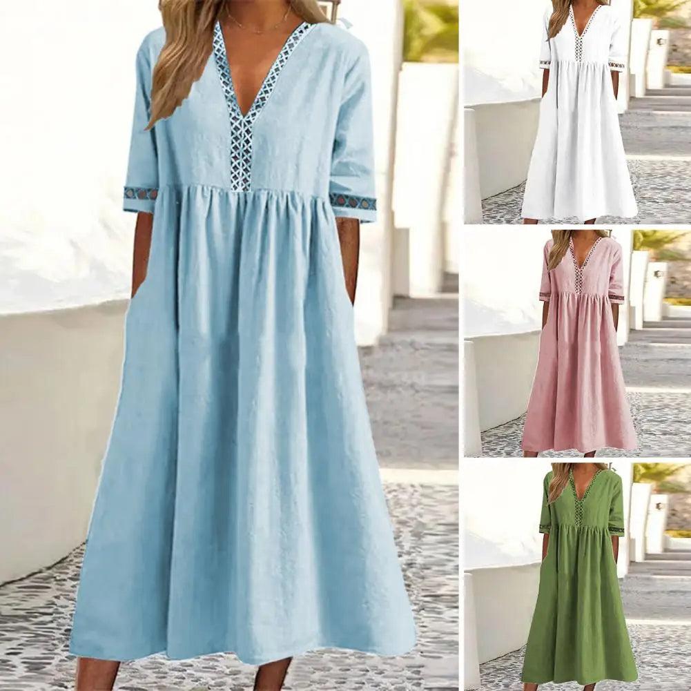 Casual Elegant Plus Size Midi Dress for Summer-Light Yellow-2XL-State of Style