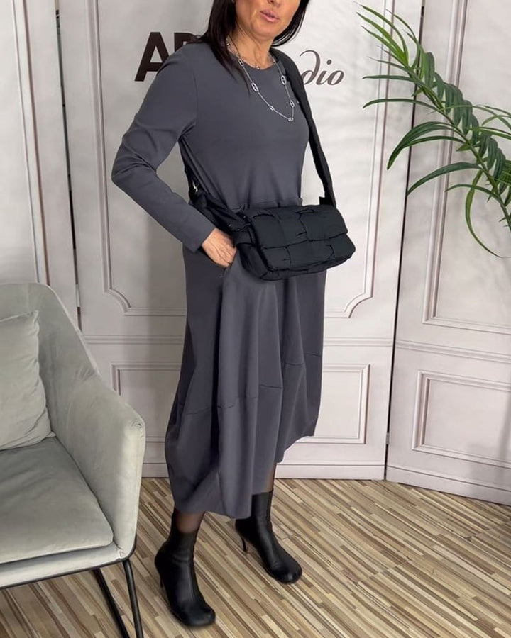 Casual Everyday Dress with Round Neck - Sophie-S-State of Style