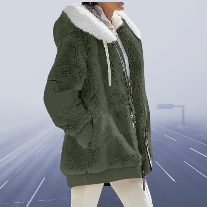 Casual Fleece Vest with Hood - Elena-Army Green-S-State of Style