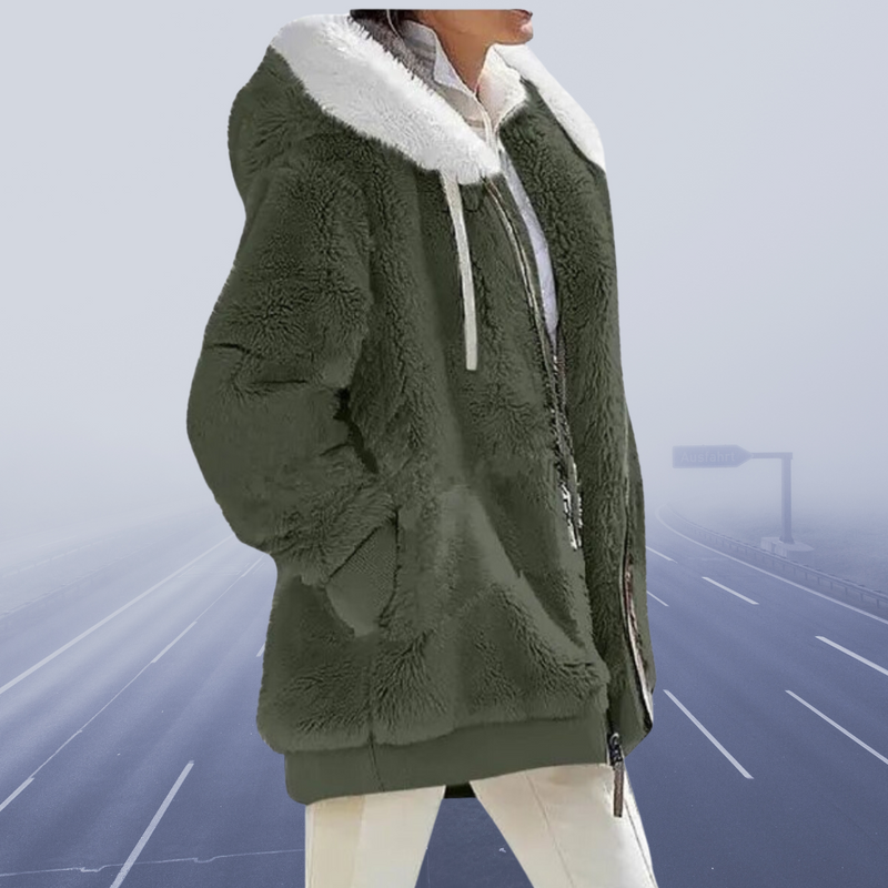 Casual Fleece Vest with Hood - Elena-Army Green-S-State of Style