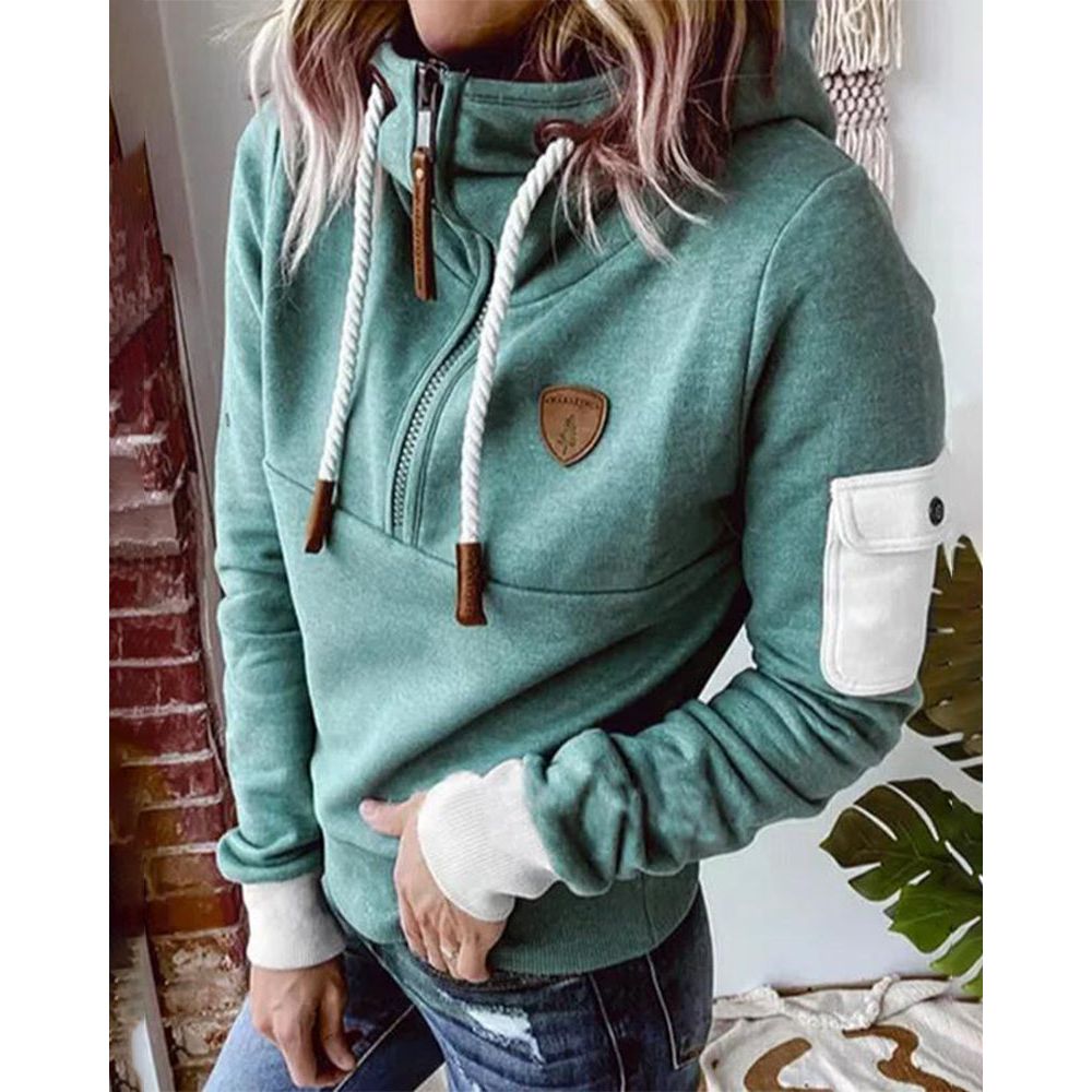 Casual Hoodie in Solid Colour - Luna-Green-S-State of Style