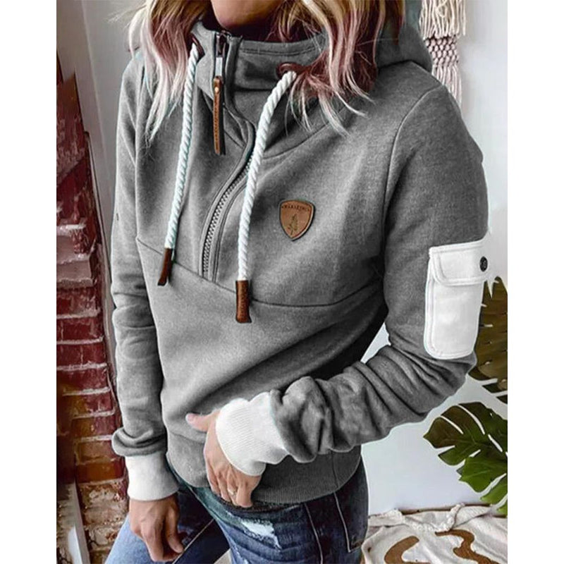 Casual Hoodie in Solid Colour - Luna-Grey-S-State of Style
