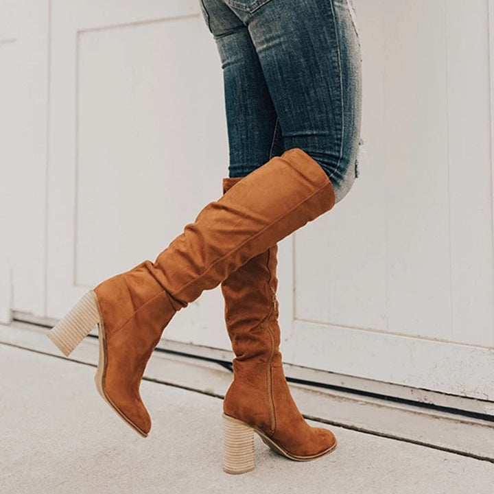 Casual Knee High Boots with Zipper - Tess-Brown-4-State of Style