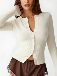 Casual Knitted Ladies Shirt - Elodie-White-XS-State of Style