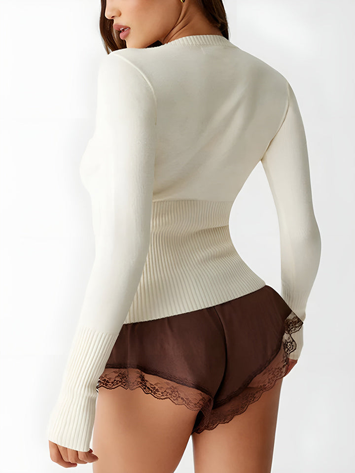 Casual Knitted Ladies Shirt - Elodie-White-XS-State of Style