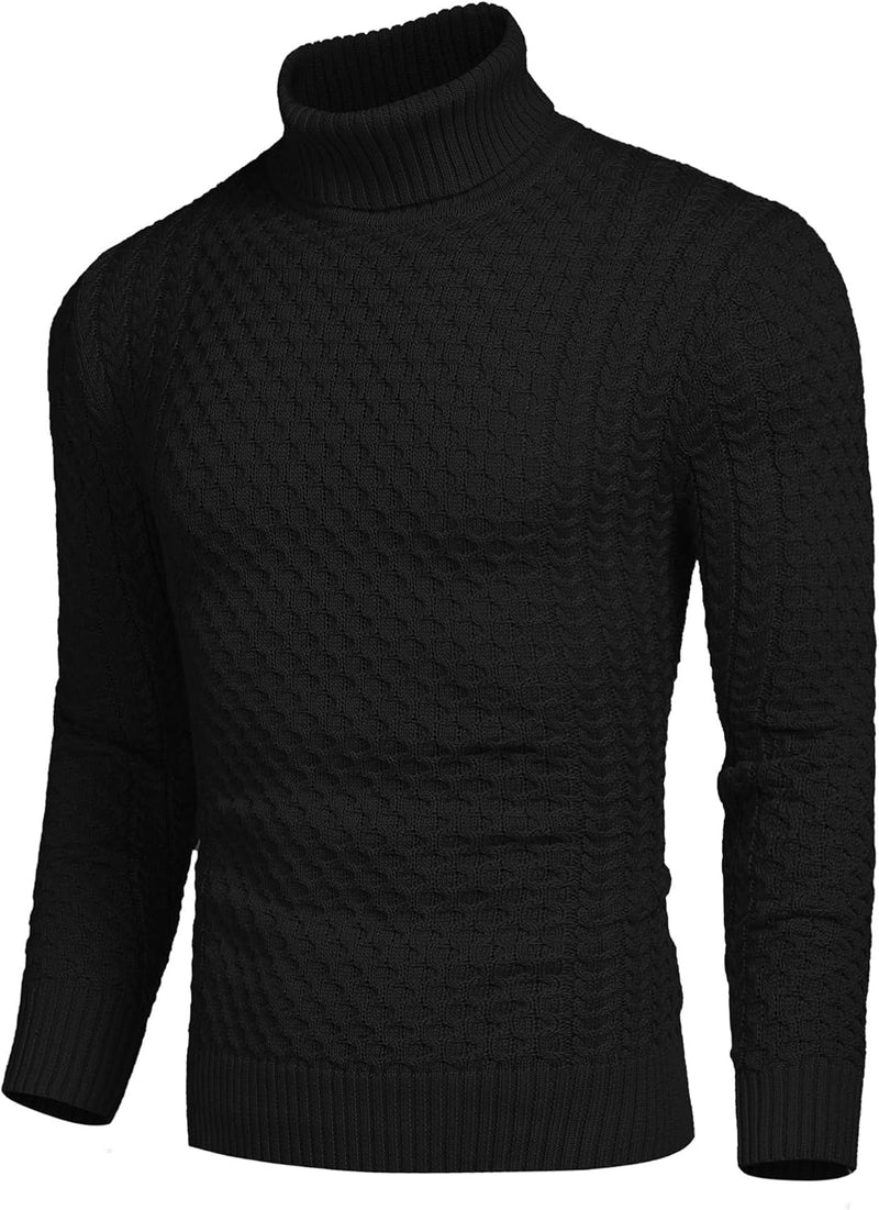 Casual Knitted Men's Turtleneck Sweater - Sander-Black-S-State of Style