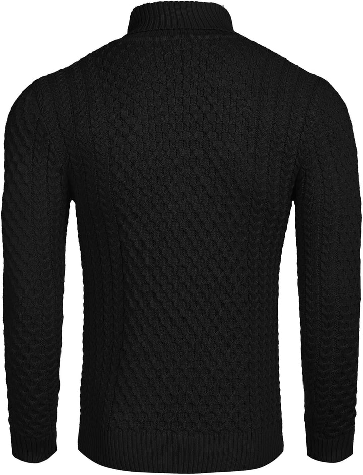 Casual Knitted Men's Turtleneck Sweater - Sander-Black-S-State of Style