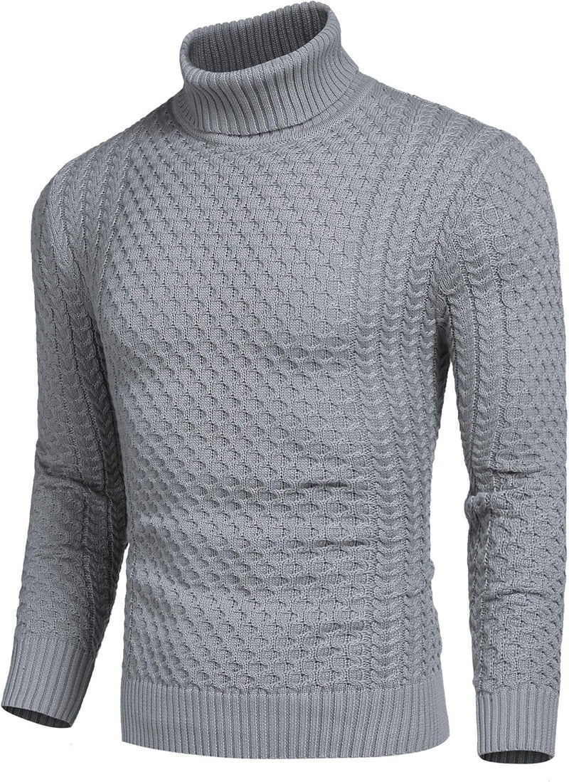 Casual Knitted Men's Turtleneck Sweater - Sander-Black-S-State of Style