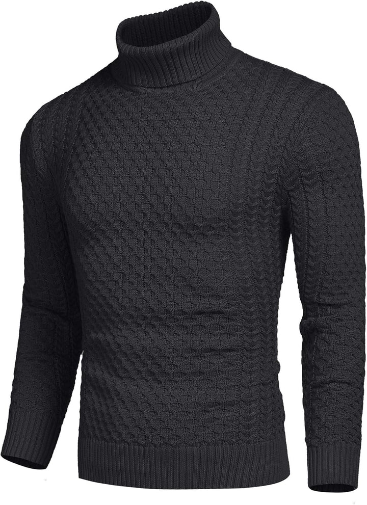 Casual Knitted Men's Turtleneck Sweater - Sander-Black-S-State of Style