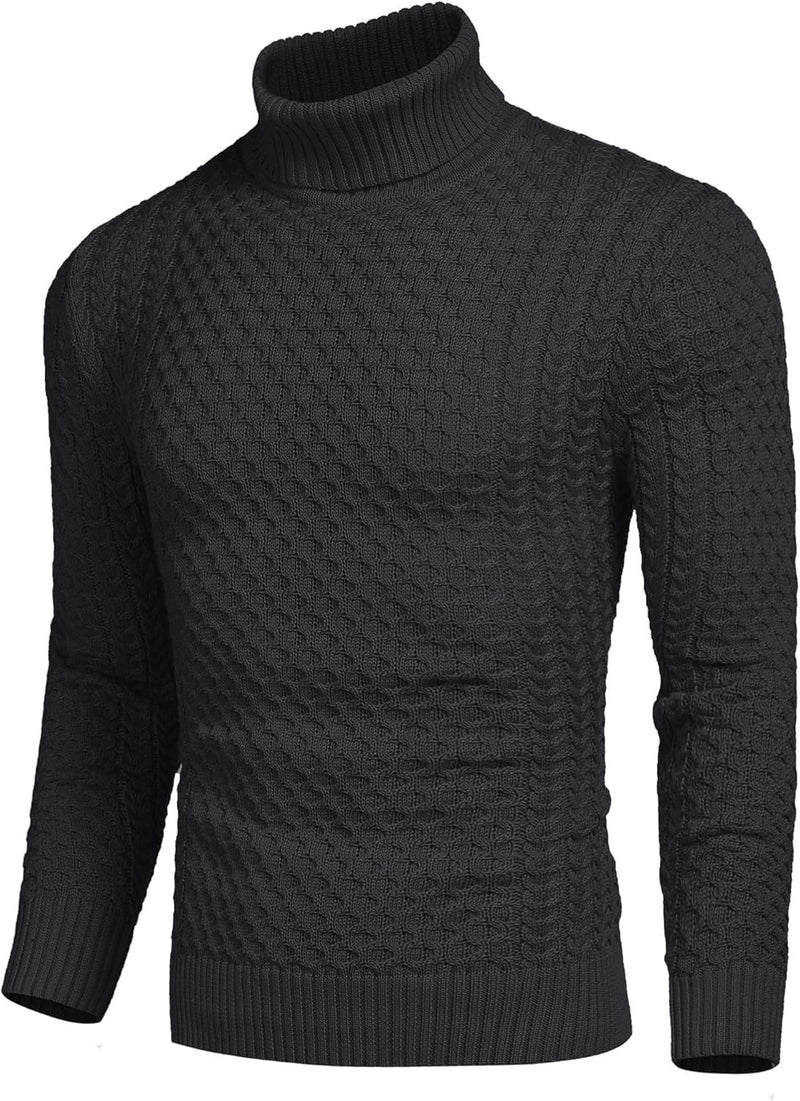 Casual Knitted Men's Turtleneck Sweater - Sander-Black-S-State of Style