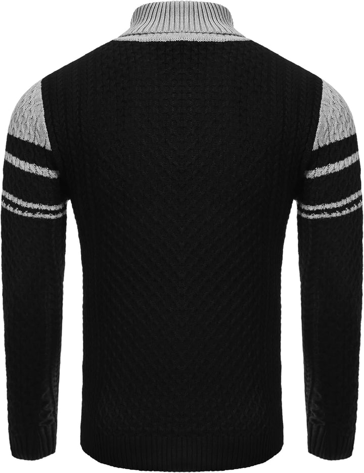 Casual Knitted Men's Turtleneck Sweater - Sander-Black-S-State of Style