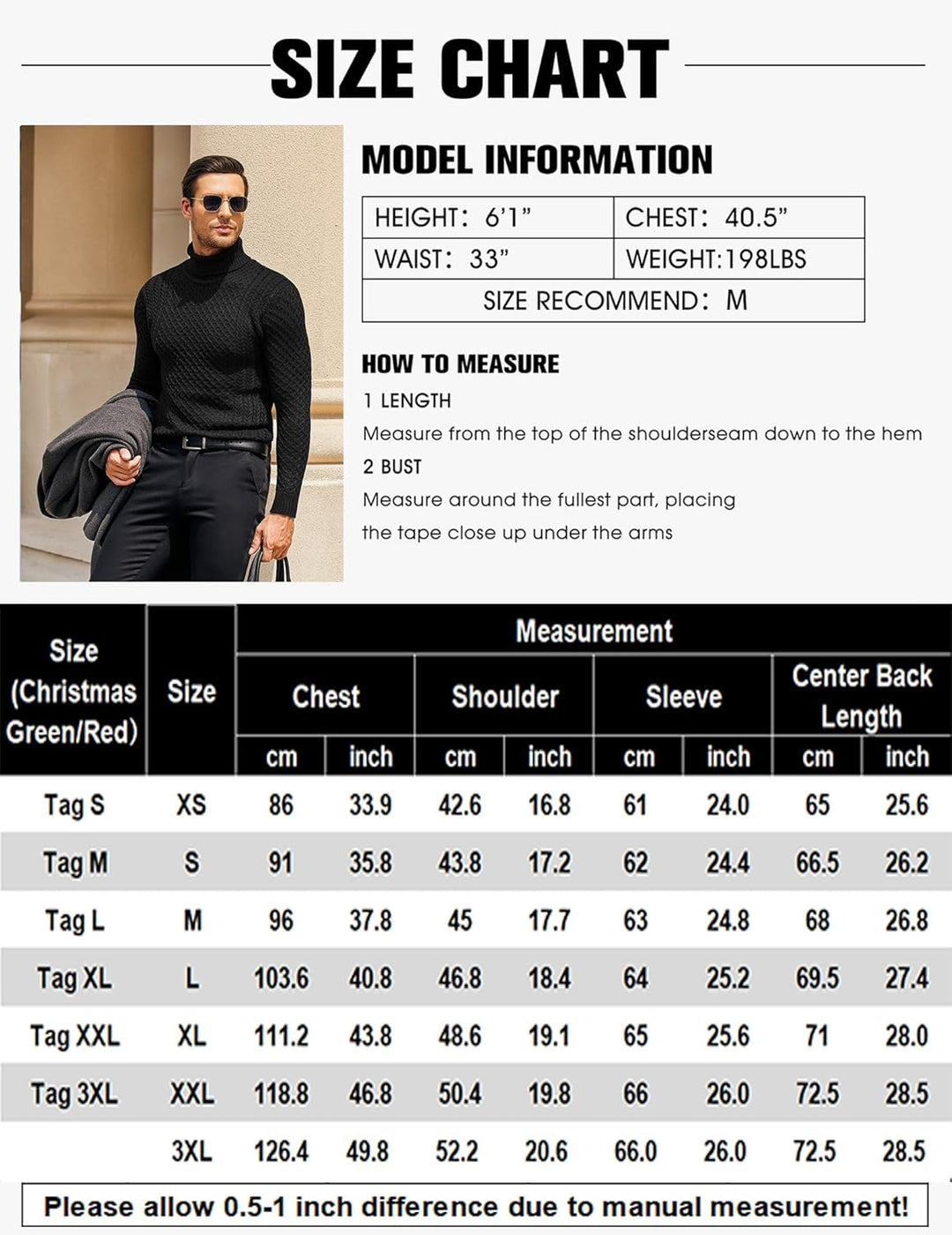 Casual Knitted Men's Turtleneck Sweater - Sander-Black-S-State of Style
