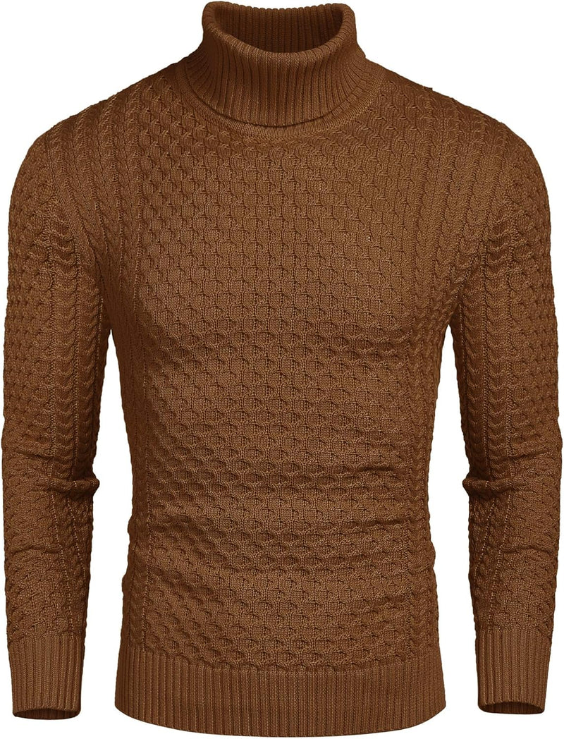 Casual Knitted Men's Turtleneck Sweater - Sander-Dark Brown-S-State of Style