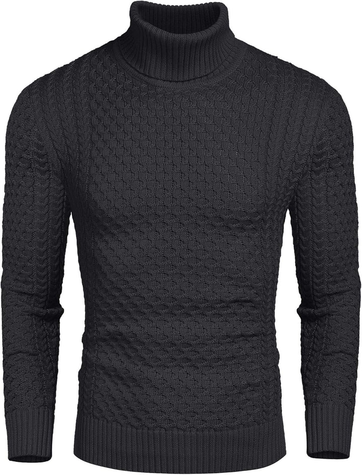 Casual Knitted Men's Turtleneck Sweater - Sander-Dark Grey-S-State of Style