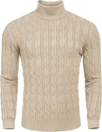 Casual Knitted Men's Turtleneck Sweater - Sander-Khaki-S-State of Style