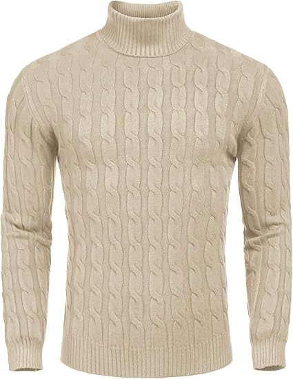 Casual Knitted Men's Turtleneck Sweater - Sander-Khaki-S-State of Style