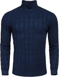 Casual Knitted Men's Turtleneck Sweater - Sander-Navy Blue-S-State of Style
