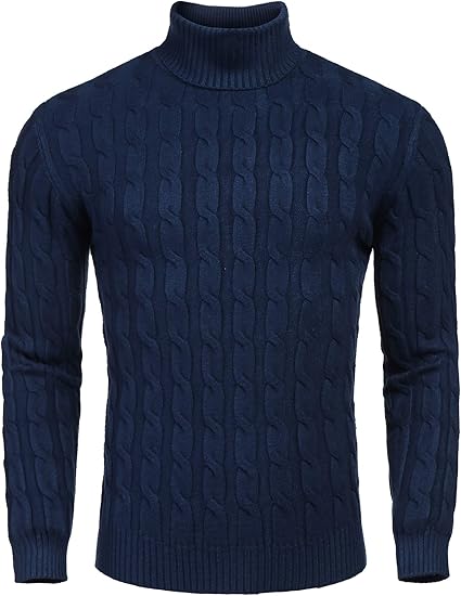 Casual Knitted Men's Turtleneck Sweater - Sander-Navy Blue-S-State of Style