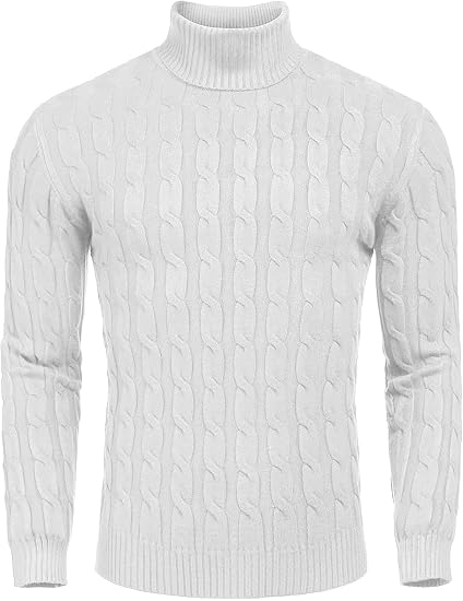 Casual Knitted Men's Turtleneck Sweater - Sander-White-S-State of Style