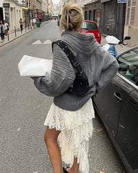 Casual Knitted One-Shoulder Jumper - LuxeOne-White-One Size-State of Style