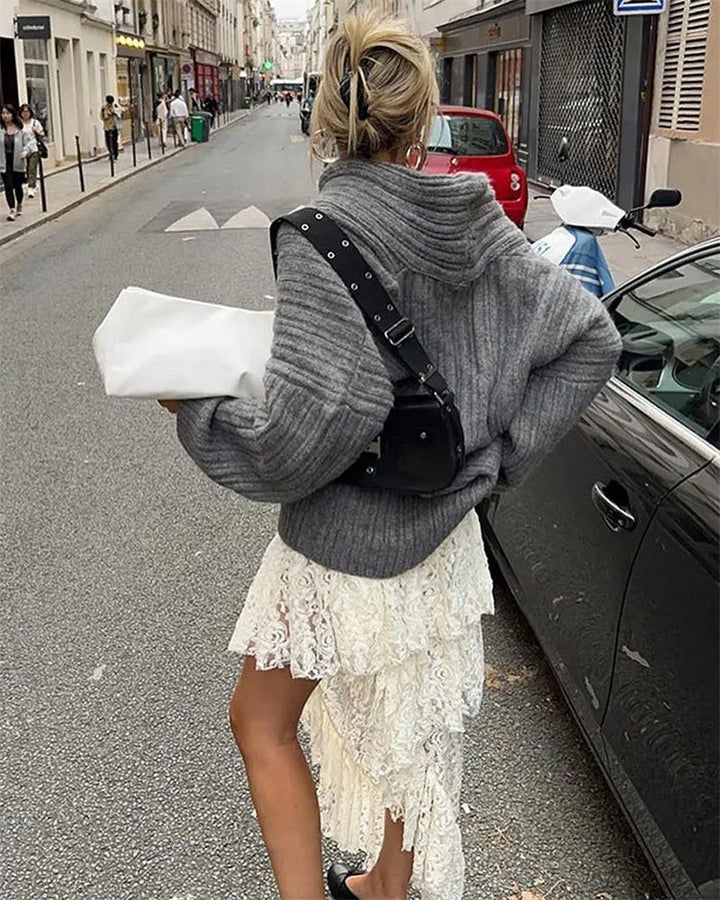 Casual Knitted One-Shoulder Jumper - LuxeOne-White-One Size-State of Style