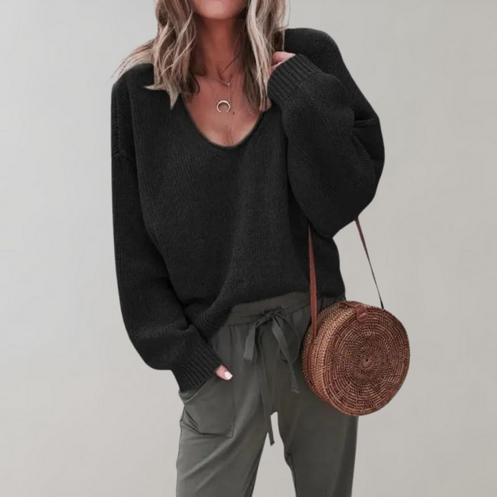 Casual Knitted Women's Sweater - Mila-Black-S-State of Style