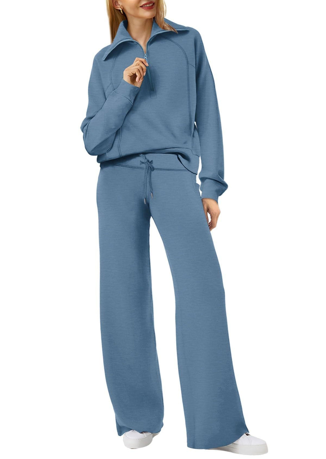 Casual Ladies Lounge Set - Luna-Blue-grey-S-State of Style