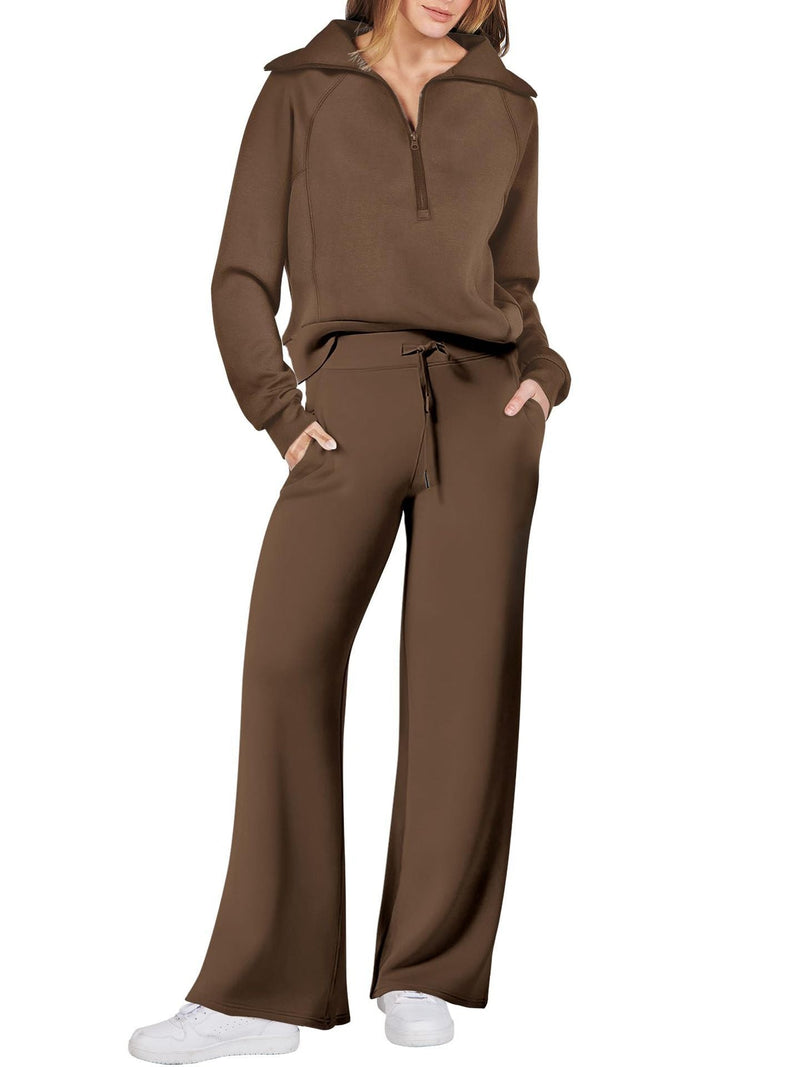 Casual Ladies Lounge Set - Luna-Brown-S-State of Style