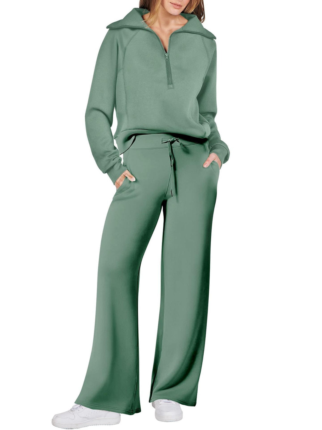 Casual Ladies Lounge Set - Luna-Light green-S-State of Style