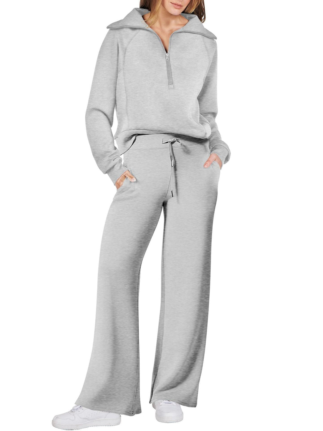 Casual Ladies Lounge Set - Luna-Light grey-S-State of Style