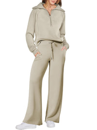 Casual Ladies Lounge Set - Luna-Light Khaki-S-State of Style