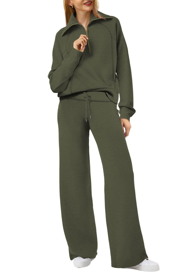 Casual Ladies Lounge Set - Luna-Olive green-S-State of Style