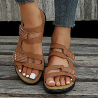 Casual Ladies Sandals with Velcro Closure – Nina-Brown-3-State of Style