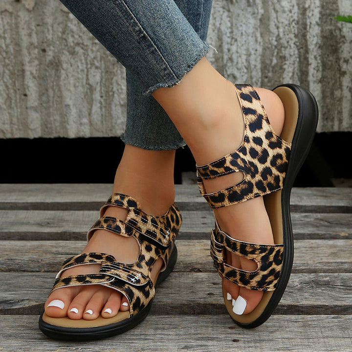 Casual Ladies Sandals with Velcro Closure – Nina-Leopard-3-State of Style