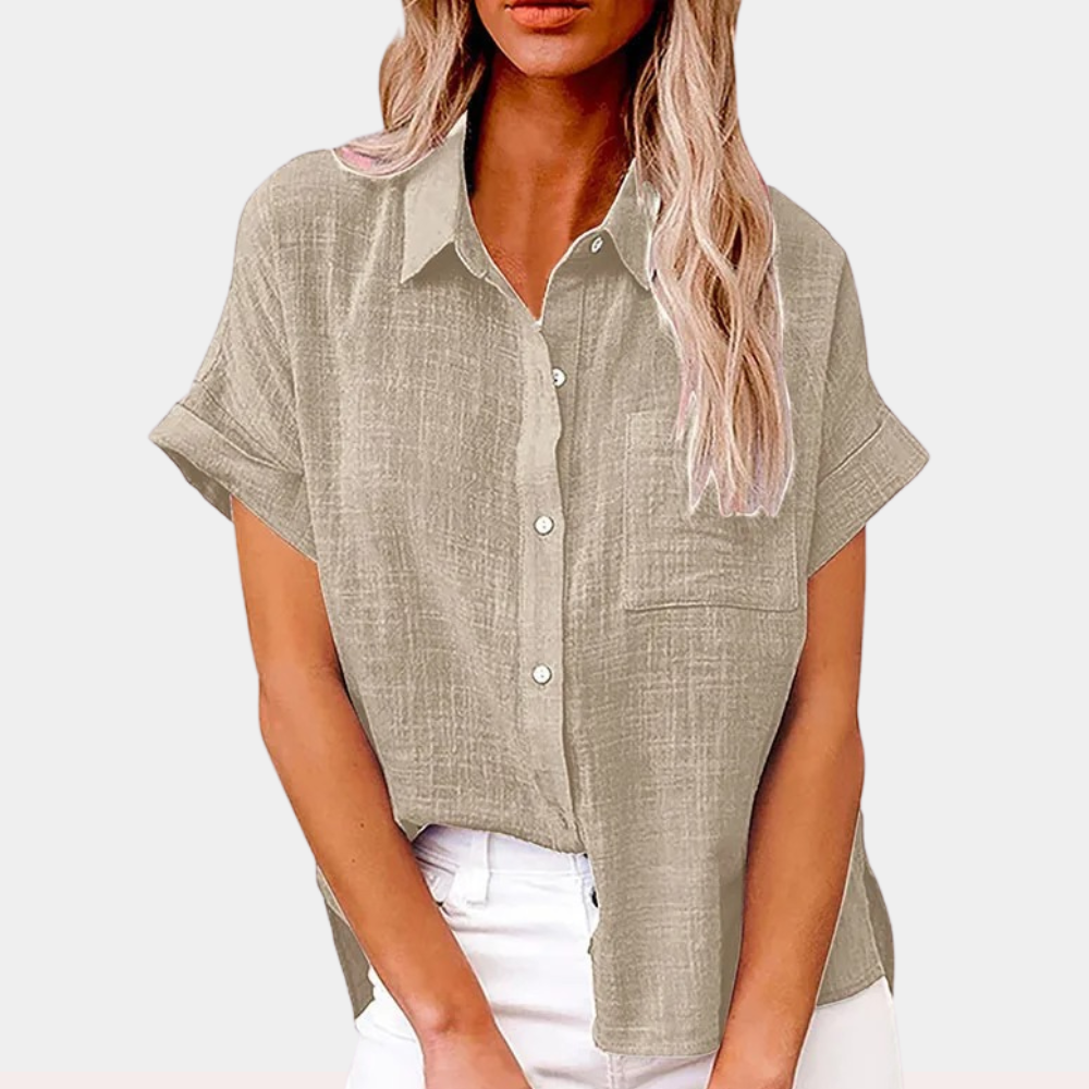 Casual Ladies Summer Blouse – Noémie-Khaki-S-State of Style