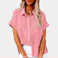 Casual Ladies Summer Blouse – Noémie-Pink-S-State of Style