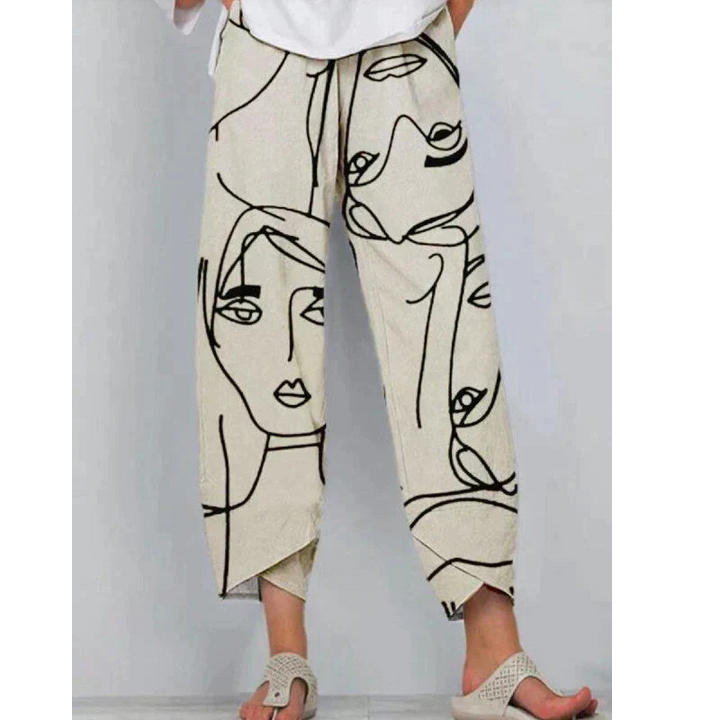 Casual ladies' summer trousers with wide leg & elastic waistband – Yara-S-State of Style