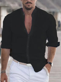 Casual Linen Shirt for Men – Matteo-Black-S-State of Style