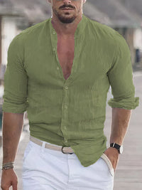 Casual Linen Shirt for Men – Matteo-Green-S-State of Style