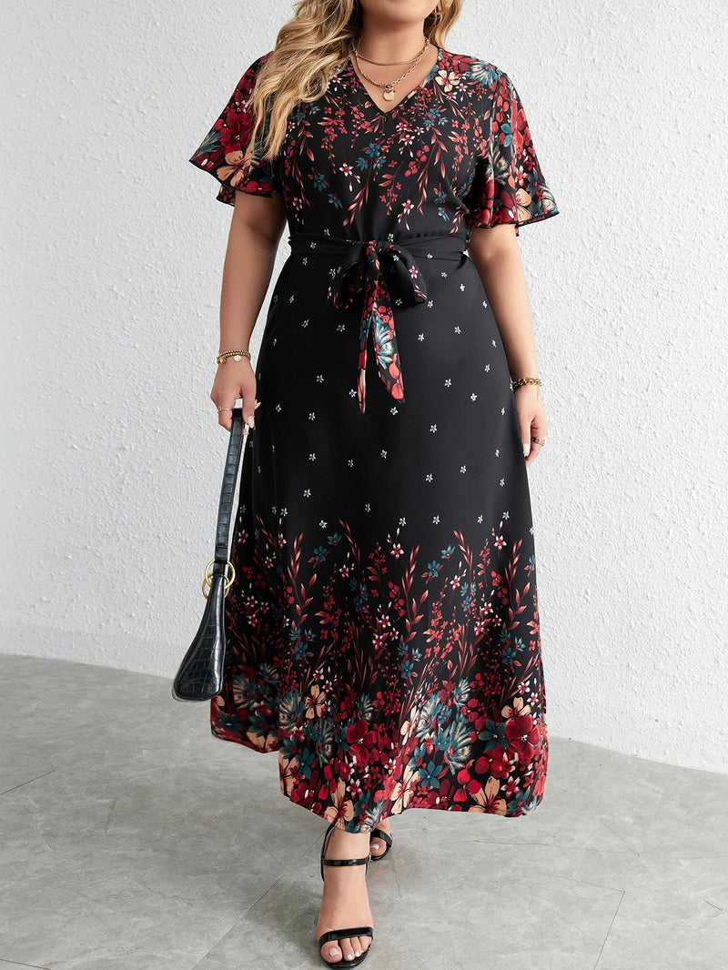 Casual Long Floral Dress in Plus Size-XL-State of Style