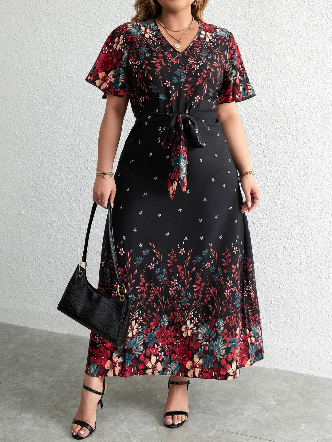 Casual Long Floral Dress in Plus Size-XL-State of Style