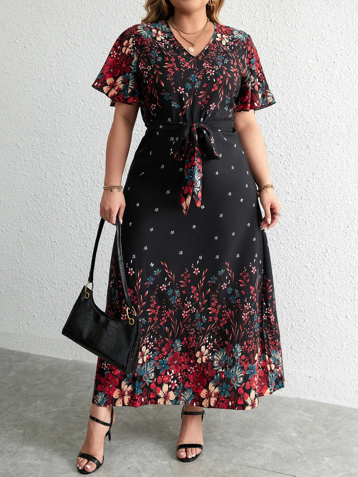 Casual Long Floral Dress in Plus Size-XL-State of Style