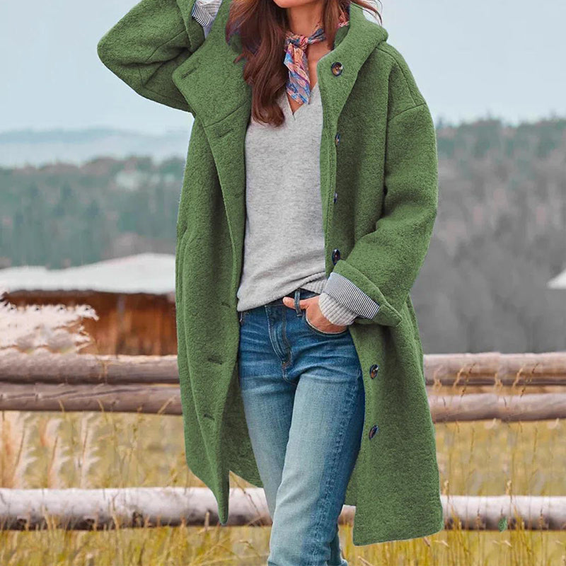 Casual Long Ladies Coat - Aria-Green-S-State of Style