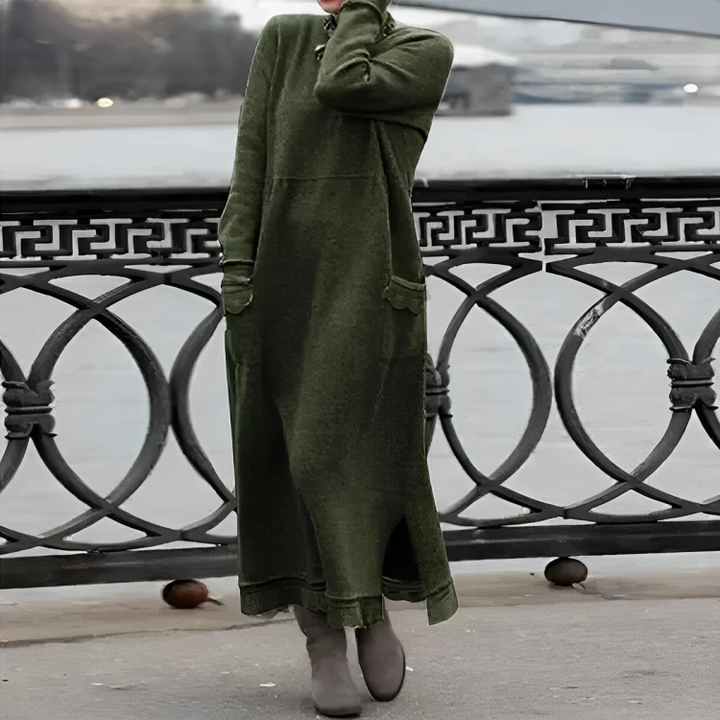 Casual Long Winter Dress - Noelle-Green-S-State of Style