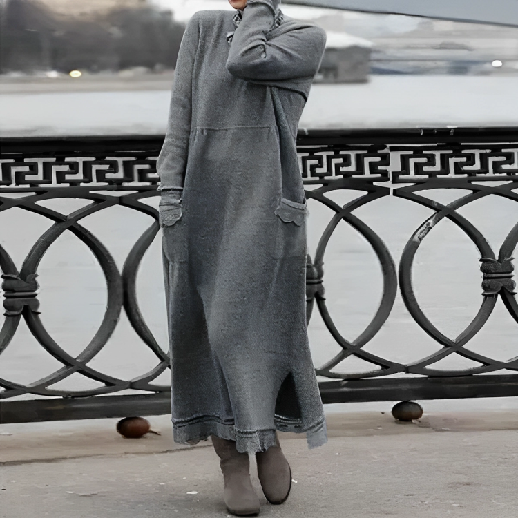Casual Long Winter Dress - Noelle-Grey-S-State of Style