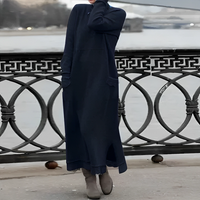 Casual Long Winter Dress - Noelle-Navy Blue-S-State of Style