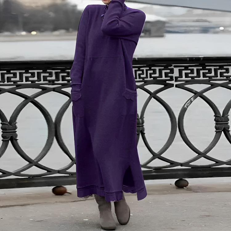 Casual Long Winter Dress - Noelle-Purple-S-State of Style