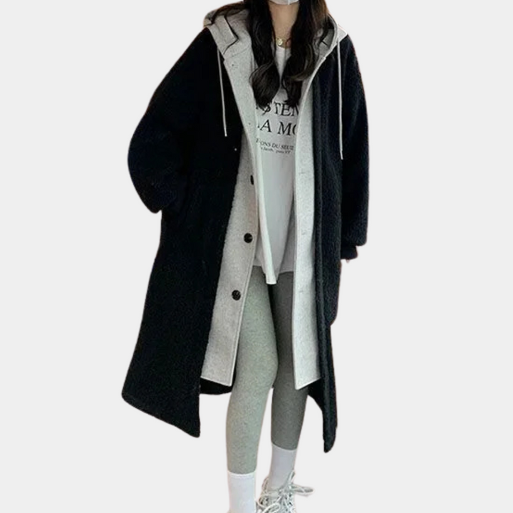 Casual Long Women's Jacket with Hood - Isla-Black-XS-State of Style